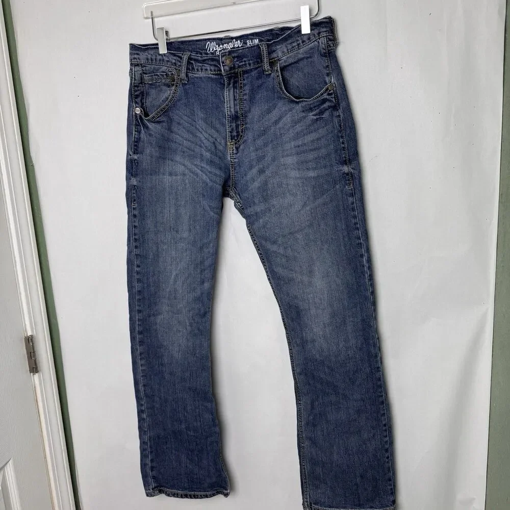 Wrangler Retro Slim Bootcut Jeans Men’s 34x32 Blue Denim pants Cowboy Western